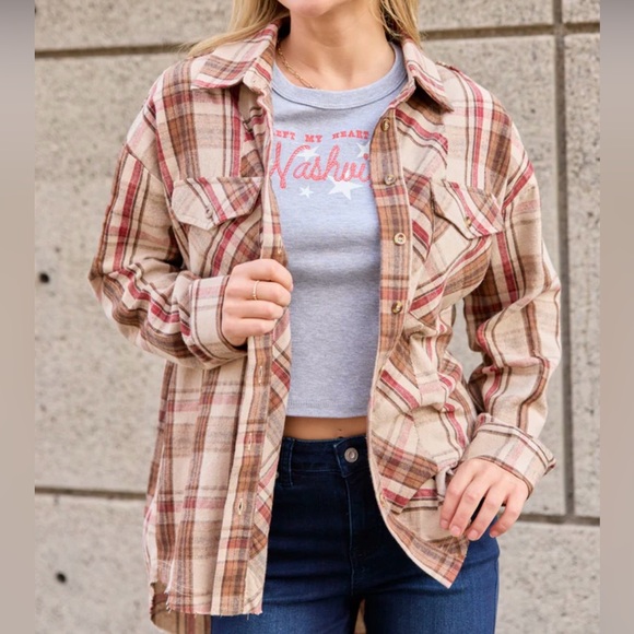 Pink Lily Tops - Pink Lily western flannel